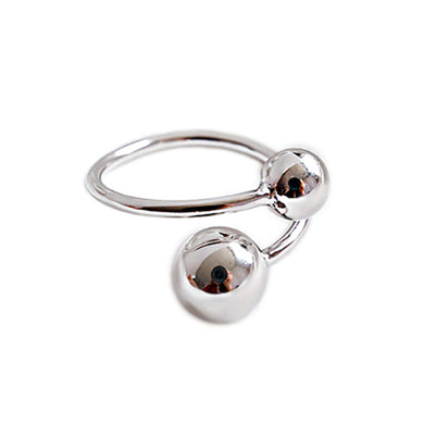 hesy® Verstellbarer handgefertigter Ring aus 925er Sterlingsilber mit geometrischen Perlen, 6,75 C2368