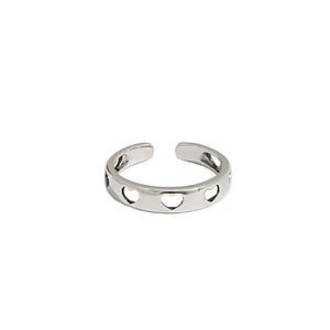 hesy® Hohlherz verstellbarer handgefertigter Ring aus 925er Sterlingsilber 6,75 C2369