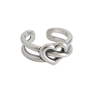 hesy® Antik-Finish Herz verstellbarer handgefertigter Ring aus 925er Sterlingsilber 7,25 C2370