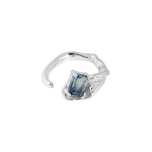 hesy® Ring mit unregelmäßiger Faltenseite, zweifarbig, verstellbar, handgefertigt, 925er Sterlingsilber, 6,75 C2371