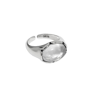 hesy® Antik-Finish, Microset-Kristall, verstellbar, handgefertigt, Ring aus 925er Sterlingsilber, 5,75 C2372