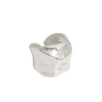 hesy® Unregelmäßiger konkaver und konvexer, breiter, verstellbarer handgefertigter Ring aus 925er-Sterlingsilber, 7,75 C2379