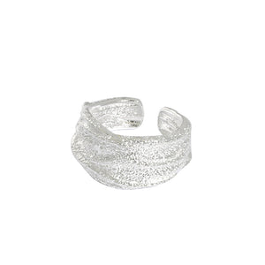 hesy® Unregelmäßige Textur, verstellbarer handgefertigter Ring aus 925er Sterlingsilber, 6,75 C2383