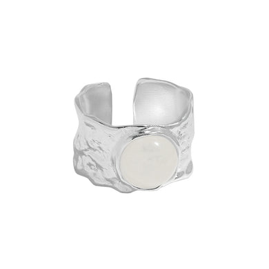 hesy® Unregelmäßig eingelegte natürliche Kristalle, verstellbarer handgefertigter Ring aus 925er Sterlingsilber, 7,25 C2384