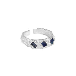 hesy® Unregelmäßige Oberfläche, blauer Epoxidharz, verstellbar, handgefertigt, Ring aus 925er Sterlingsilber, 7,25 C2386
