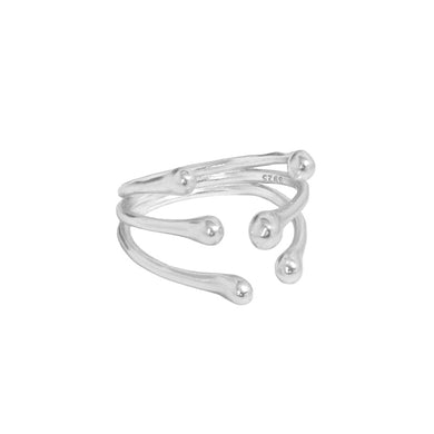 hesy® Flow Texture Verstellbarer handgefertigter Ring aus 925er Sterlingsilber 6,25 C2387