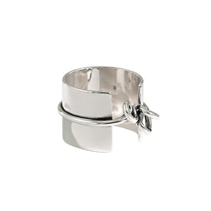 hesy® Glänzender, breitflächiger, verstellbarer, handgefertigter Ring aus 925er Sterlingsilber 6,25 C2388