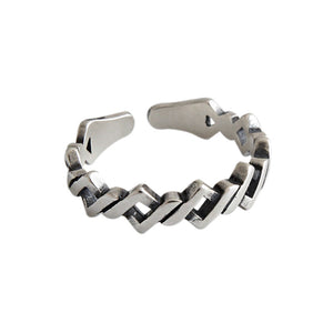 hesy® Interweaving Rhombus Verstellbarer handgefertigter Ring aus 925er Sterlingsilber 7,25 C2391