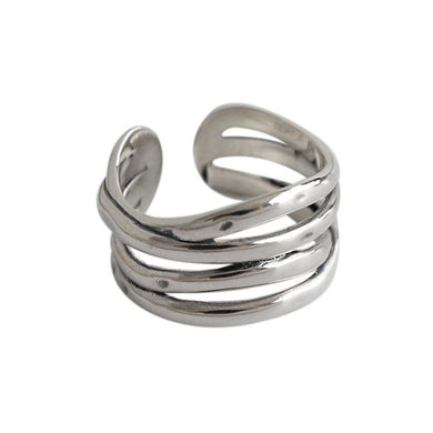 hesy® Mehrschichtiger, verstellbarer, handgefertigter Ring aus 925er-Sterlingsilber, 6,75 C2392