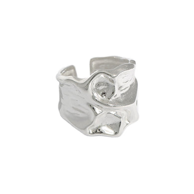 hesy® Wrinkle Texture Wide Surface Adjustable Handmade 925 Sterling Silver Ring 7.25 C2397