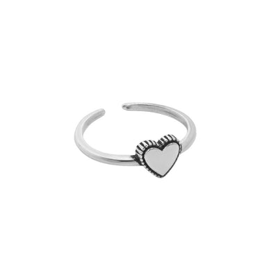 hesy® Herzform verstellbarer handgefertigter Ring aus 925er Sterlingsilber 6,25 C2398
