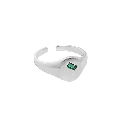 hesy® Geometrischer ovaler Micro-Set Zirkon verstellbarer handgefertigter Ring aus 925er Sterlingsilber 7,25 C2400