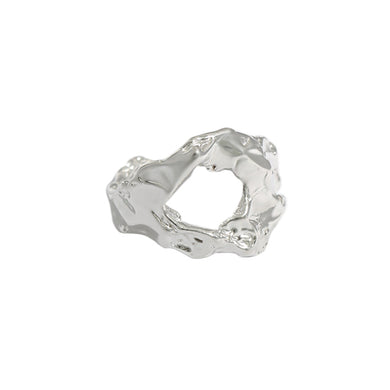 hesy® Unregelmäßige Lava-Textur, verstellbarer handgefertigter Ring aus 925er Sterlingsilber, 8,75 C2402