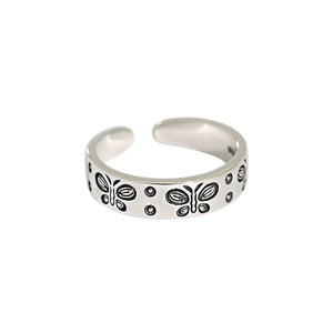 hesy® Antik Finish Schmetterling Verstellbarer handgefertigter Ring aus 925er Sterlingsilber 7,25 C2404