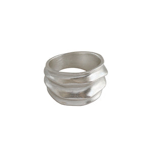 hesy® Irregular Thread Unadjustable Handmade 925 Sterling Silver Ring 6.75 C2406