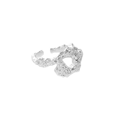 hesy® Unregelmäßige Lava-Textur, verstellbarer handgefertigter Ring aus 925er Sterlingsilber, 4,25 C2436