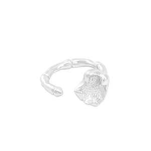 hesy® Irregular Antique Finish Texture Adjustable Handmade 925 Sterling Silver Ring 7.75 C2439