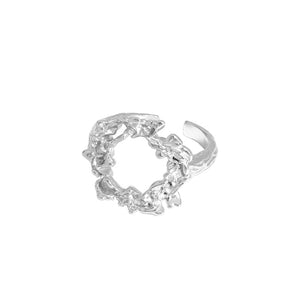 hesy® Geometric Irregular Hollow Adjustable Handmade 925 Sterling Silver Ring 7.75 C2441