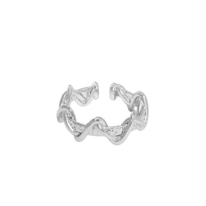 hesy® Doppelt gewundener, gewellter, verstellbarer, handgefertigter Ring aus 925er Sterlingsilber, 5,75 C2444