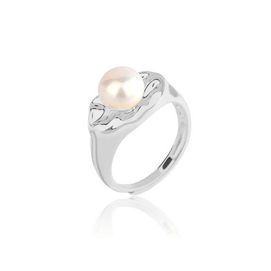 hesy® Bump Surface Pearl Adjustable Handmade 925 Sterling Silver Ring C2480