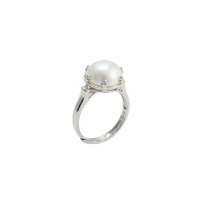 hesy® Six Prong Pearl Adjustable Handmade 925 Sterling Silver Ring C2475