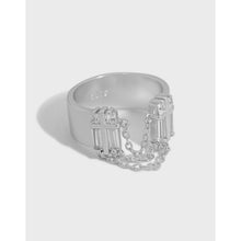 hesy® Zircon Chain Tassel Adjustable Handmade 925 Sterling Silver Ring 7.25 C2355