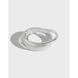 hesy® Double Band Randon-cross Adjustable Handmade 925 Sterling Silver Ring 6.75 C2361