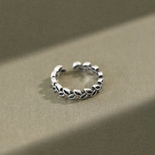 hesy® Antique Finish Leaf Band Adjustable Handmade 925 Sterling Silver Ring 7.25 C2395