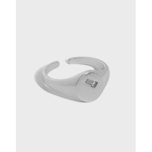hesy® Geometric Oval Micro-Set Zircon Adjustable Handmade 925 Sterling Silver Ring 7.25 C2400