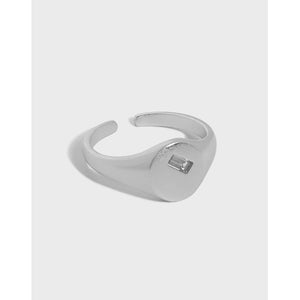 hesy® Geometric Oval Micro-Set Zircon Adjustable Handmade 925 Sterling Silver Ring 7.25 C2400