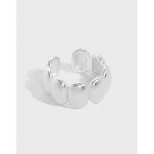 hesy® Irregular Ellipse Adjustable Handmade 925 Sterling Silver Ring 6.75 C2401