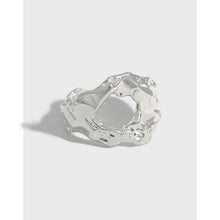 hesy® Irregular Lava Texture Adjustable Handmade 925 Sterling Silver Ring 8.75 C2402