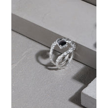 hesy® Ring aus synthetischem Turmalin mit Mikropavé, verstellbar, handgefertigt, Ring aus 925er Sterlingsilber, 6,75 C2366