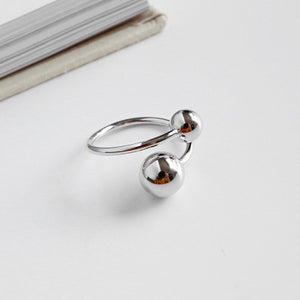 hesy® Geometric Bead Adjustable Handmade 925 Sterling Silver Ring 6.75 C2368