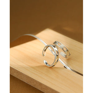hesy® Hollow Heart Adjustable Handmade 925 Sterling Silver Ring 6.75 C2369