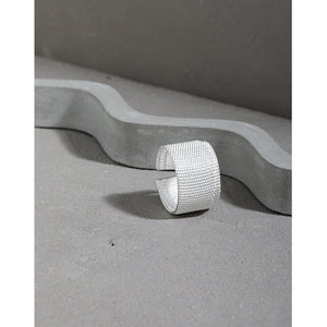 hesy® Bandage Design Texture Adjustable Handmade 925 Sterling Silver Ring 7.25 C2382