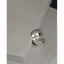 hesy® Antique Finish Cross Adjustable Handmade 925 Sterling Silver Ring 4.25 C2389