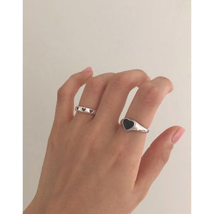 hesy® Hollow Heart Adjustable Handmade 925 Sterling Silver Ring 6.75 C2369