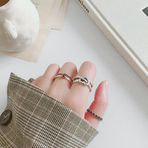 hesy® Antique Finish Heart Adjustable Handmade 925 Sterling Silver Ring 7.25 C2370