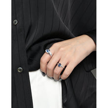 hesy® Irregular Wrinkle Side Two-Color Adjustable Handmade 925 Sterling Silver Ring 6.75 C2371
