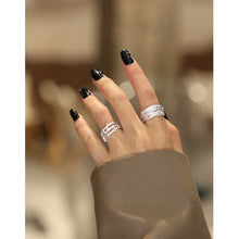 hesy® Irregular Texture Adjustable Handmade 925 Sterling Silver Ring 6.75 C2383
