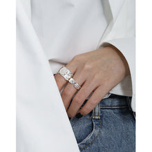 hesy® Irregular Inlaid Natural Crystals Adjustable Handmade 925 Sterling Silver Ring 7.25 C2384