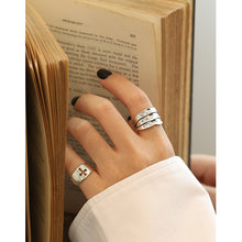 hesy® Antique Finish Cross Adjustable Handmade 925 Sterling Silver Ring 4.25 C2389