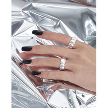 hesy® Irregular Ellipse Adjustable Handmade 925 Sterling Silver Ring 6.75 C2401