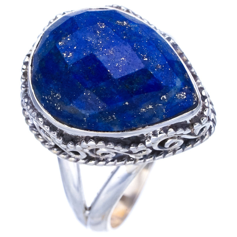 StarGems Natural Lapis Lazuli  Handmade 925 Sterling Silver Ring 8 F0037