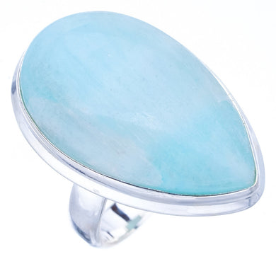 StarGems natürlicher milchiger Aquamarin, handgefertigter Ring aus 925er Sterlingsilber, 6 F0902