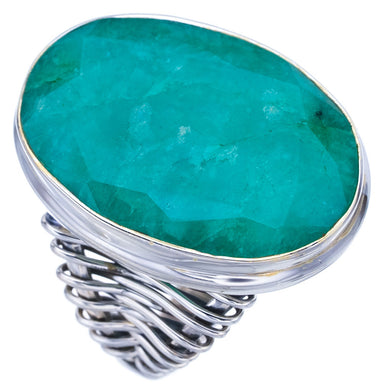 StarGems natürlicher Smaragd, handgefertigter Ring aus 925er Sterlingsilber, 8 F2395