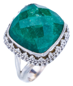 StarGems natürlicher Smaragd, handgefertigter Ring aus 925er Sterlingsilber, 7,75 F2397