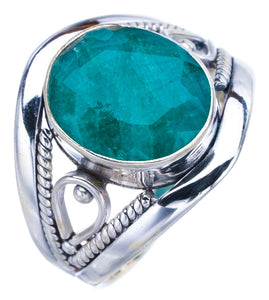 StarGems Natural Emerald  Handmade 925 Sterling Silver Ring 8 F2399