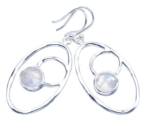 StarGems Moonstone  Handmade 925 Sterling Silver Earrings 2" F5957